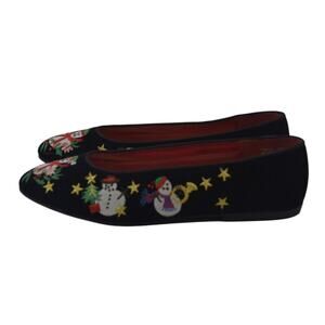 Mootsies Tootsies Ugly Christmas Velour Black Flats Size 8M